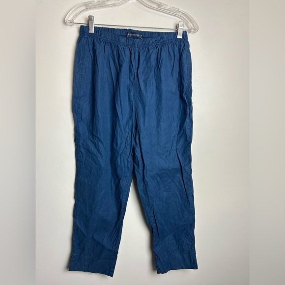 Cut Loose Linen Pants Pull on Women S Navy Blue Pull on Croped Minimalist neutra - Picture 1 of 12